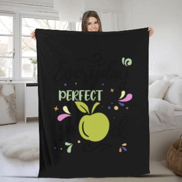 Discover Everyday Perfect Snack Apple Fruit Quote Fleece Blankets