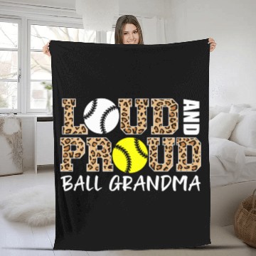 Discover Loud And Proud Baseball Softball Grandma Ball Fleece Blankets