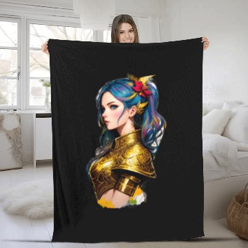 Discover Artistic Comic Style Nordic Medieval Fantasy Woman Fleece Blankets