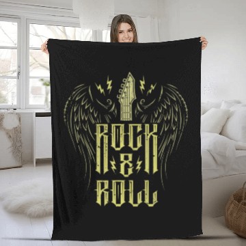 Discover Rock And Roll Vintage Bass Guitar Wings Guitarist Fleece Blankets