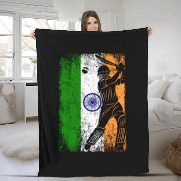 Discover India Flag Indian Cricket Jersey Fan Player Coach Fleece Blankets