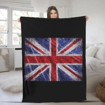 Discover Union Jack Retro British Flag Great Britain UK Fleece Blankets