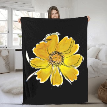 Discover Radiant Yellow Blossom Flower Fleece Blankets