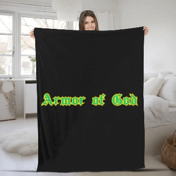Discover Armor of God Green and Gold Fleece Blankets