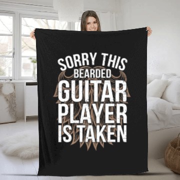 Discover Bearded Guitar Player Is Taken Funny Guitarist Fleece Blankets