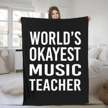 Discover World's Okayest Music Teacher Funny Guitar Fleece Blankets
