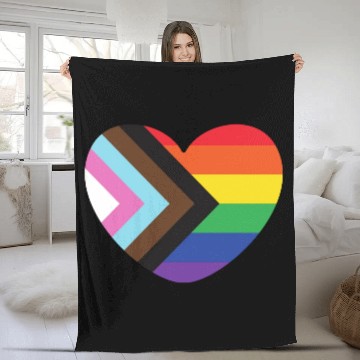 Discover Pride Rainbow Heart Fleece Blankets