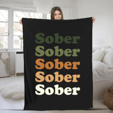 Discover Sober Repeat natural Fleece Blankets