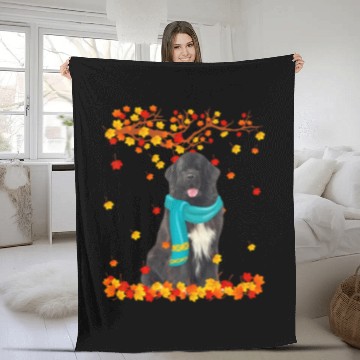 Discover Fun Newfoundland Thanksgiving Autumn Dog Lover Fleece Blankets
