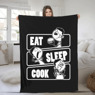 Discover Eat Sleep Cook Repeat Cooking Chef Culinary Funny Fleece Blankets