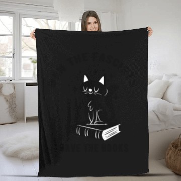 Discover Ban The Fascists Save The Books Bookaholics Cat Fleece Blankets