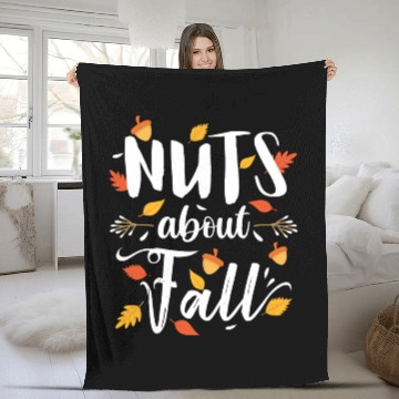 Discover Nuts About Fall Funny Autumn season Lover Fleece Blankets