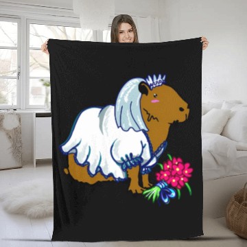 Discover Capybara Bride In A Wedding Dress Illustration Fleece Blankets