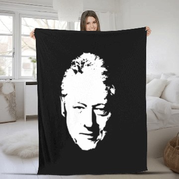 Discover Bill Clinton White On Black Pop Art Fleece Blankets