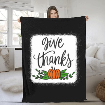 Discover Give Thanks Pumpkin Harvest Fall Autumn Fleece Blankets