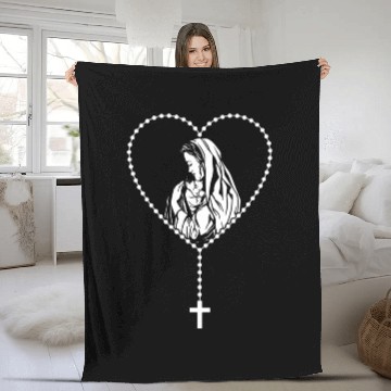 Discover Catholic Christian Rosary Cross Guadalupe Virgin Fleece Blankets