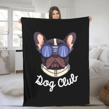 Discover Frenchie Dog Club Pilot Dog Lover Frenchie Fleece Blankets