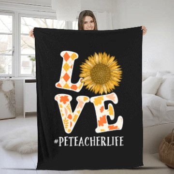Discover PE Teacher Love Autumn Fall Sunflower Fleece Blankets