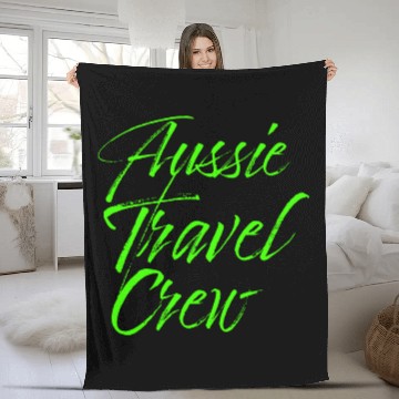 Discover Aussie Travel Crew green Fleece Blankets