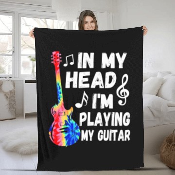 Discover In My Head I'm Playing My Tie Dye Guitar Fleece Blankets