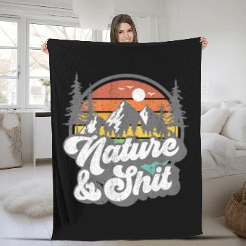Discover Nature And Shit Hiking Camg Hiker Camper Fleece Blankets
