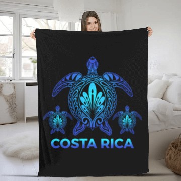 Discover Vintage Costa Rica Ocean Blue Sea Turtle Fleece Blankets