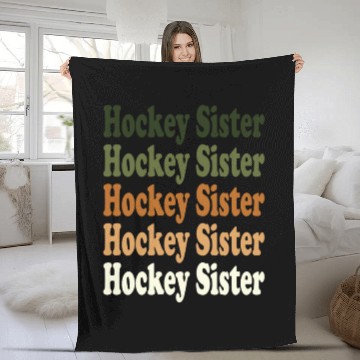 Discover Hockey Sister Repeat natural Fleece Blankets