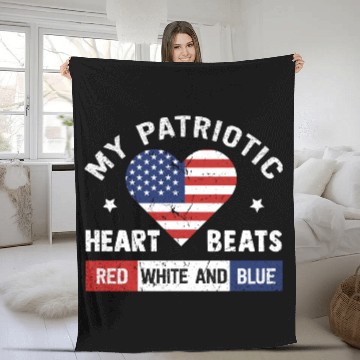 Discover My Patriotic heart red white blue 4th of July Fleece Blankets