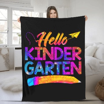 Discover Funny Teacher Back To School Tie Dye Hello Fleece Blankets