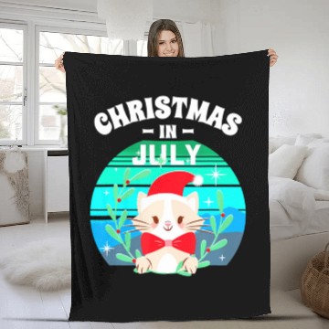 Discover Christmas in July for Women Men Cat Christmas Fleece Blankets