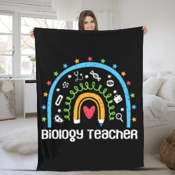 Discover Biology Teacher Rainbow Biologist Back To School Fleece Blankets