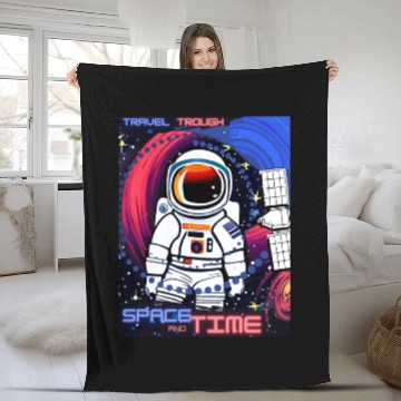 Discover Astronaut Space and Time Fleece Blankets