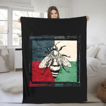 Discover Vintage Bee Insect Colorful Illustration Fleece Blankets