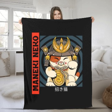 Discover Adorable Maneki Neko Cat Fleece Blankets