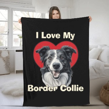 Discover I Love My Border Collie Puppy Dog Fleece Blankets