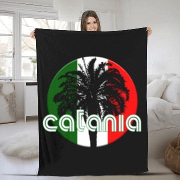 Discover Catania Italy Flag Native Palm Tree Italian Fleece Blankets