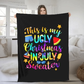 Discover This Is My Christmas In July Sweater Summer Fleece Blankets