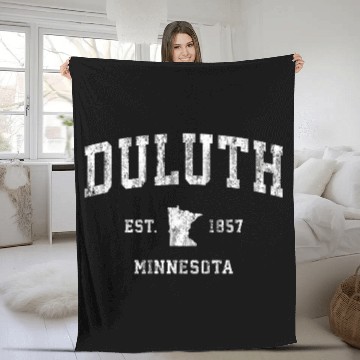 Discover Duluth Minnesota Mn Athletic Sports Fleece Blankets