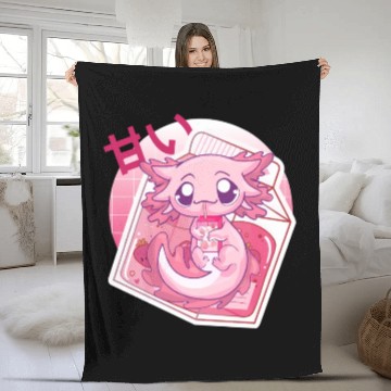 Discover Axolotl Pastel Goth Strawberry Milk Shake Anime Ja Fleece Blankets