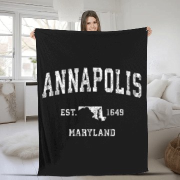 Discover Annapolis Maryland Md Athletic Sports Fleece Blankets