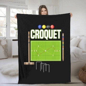 Discover Croquet Player Garden Croquet Golf Sport Fleece Blankets