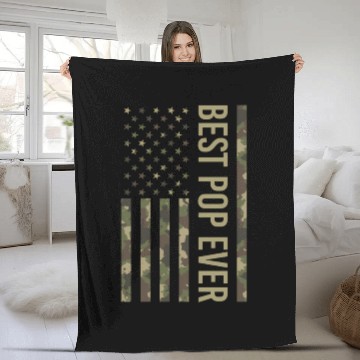 Discover Best Pop Ever Us American Flag Camo For Fathers Fleece Blankets