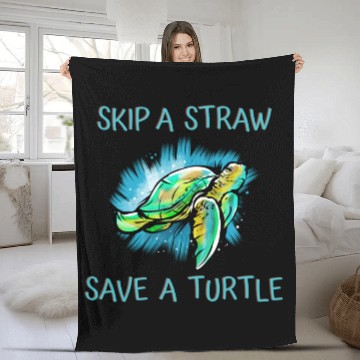 Discover Skip A Straw Save A Turtle Tortoise Fleece Blankets