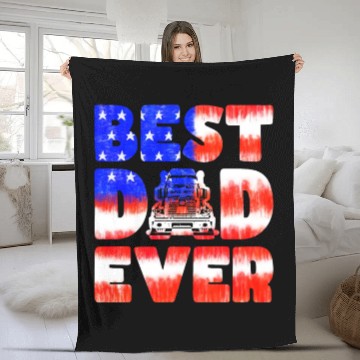 Discover Best Dad Ever Us American Flag Father's Day Truck Fleece Blankets