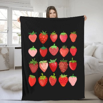 Discover Cottagecore Kawaii Strawberry Aesthetic Fleece Blankets
