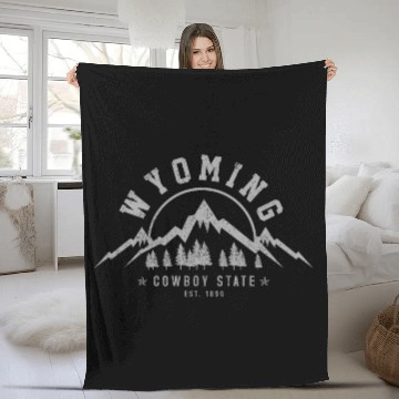 Discover Wyoming The Cowboy State Est 1890 Moains Fleece Blankets