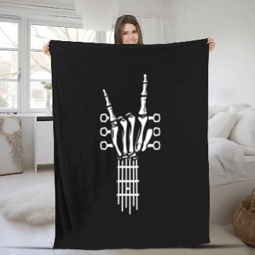 Discover Rock And Roll Rock On Guitar Neck eleton Fleece Blankets