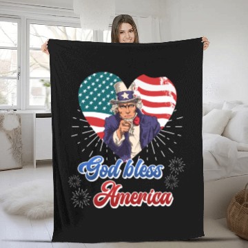 Discover God Bless America Independence Day 4th July USA Fleece Blankets