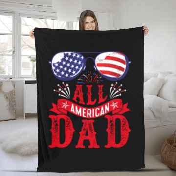 Discover All American Dad America Pride US Patriot Fleece Blankets