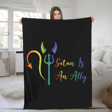 Discover Funny Hail Gay Satan Lgbt Goth Gay Pride Baphomet Fleece Blankets